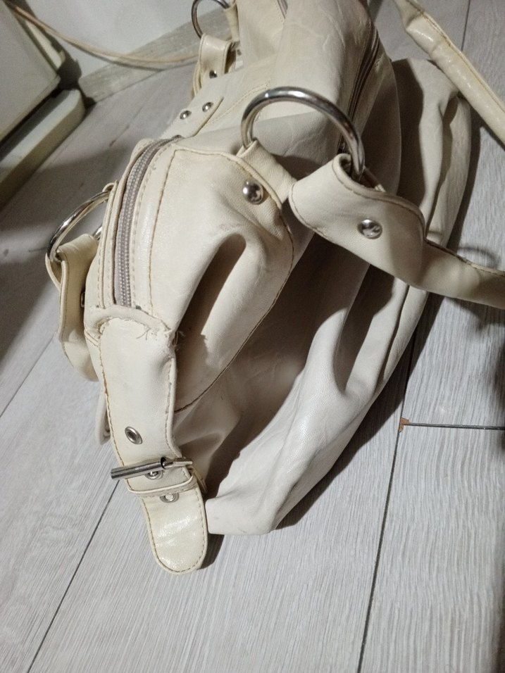 Bej Deri Kadın Omuz Çantası - Görsel 5