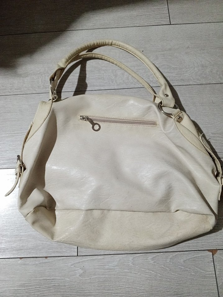 Bej Deri Kadın Omuz Çantası - Görsel 2