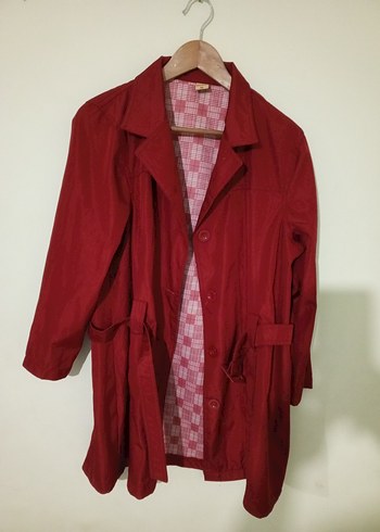 Bordo Düğmeli Kadın Trençkot - Görsel 7