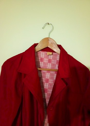 Bordo Düğmeli Kadın Trençkot - Görsel 5