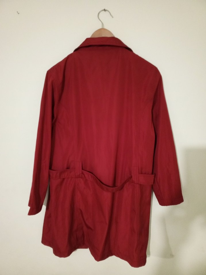 Bordo Düğmeli Kadın Trençkot - Görsel 2