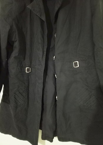 Siyah  Düğmeli trençkot - Görsel 5