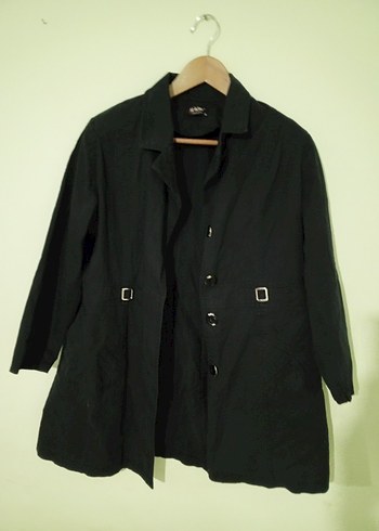 Siyah  Düğmeli trençkot - Görsel 8