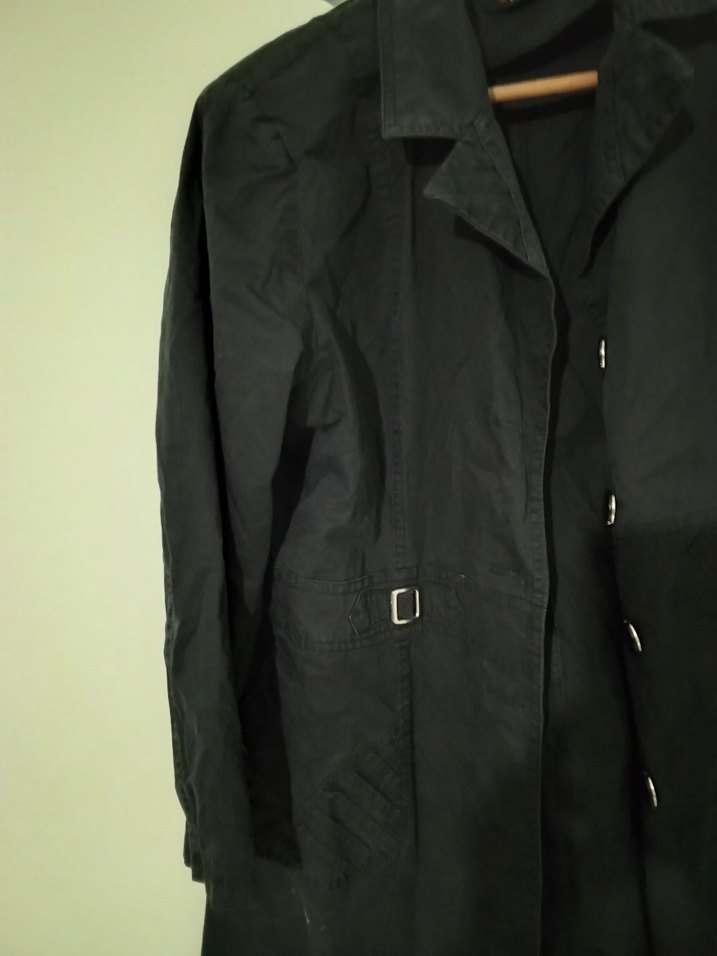 Siyah  Düğmeli trençkot - Görsel 2