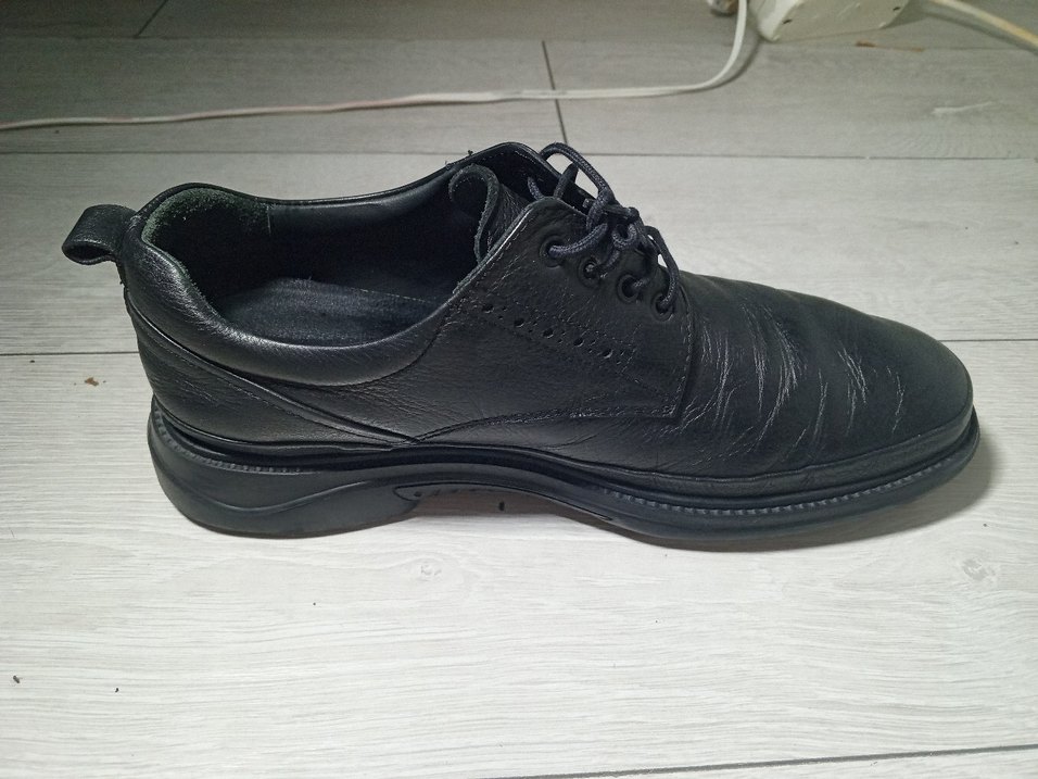 Tergan Siyah Bağcıklı hakiki deri 
Erkek Klasik Ayakkabı - Görsel 2