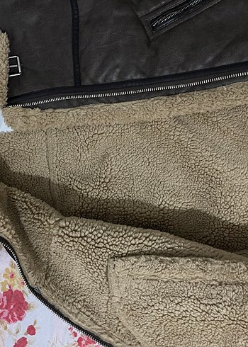 s Beden Kahverengi Peluş Yakalı Deri Köpek Montu
