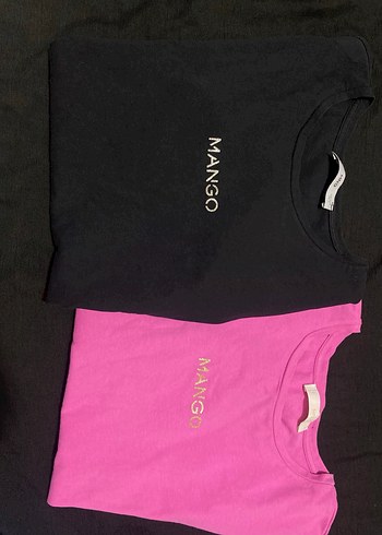 Mango Kadın Siyah Pembe Kısa Kollu Tişört
