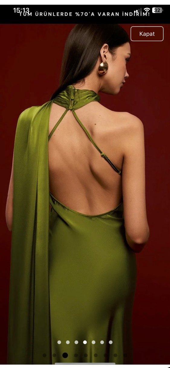 Drapeli Straplez Uzun Kadın Elbise - Görsel 5