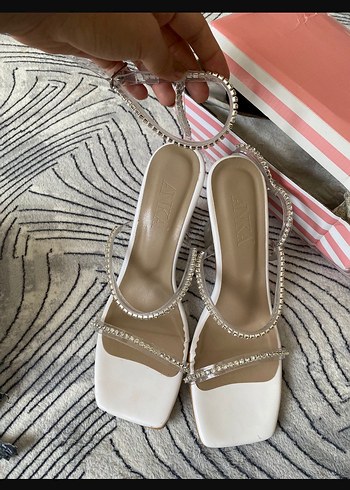 Beyaz Parlak Taşlı Stiletto Gelin Ayakkabısı - Görsel 3