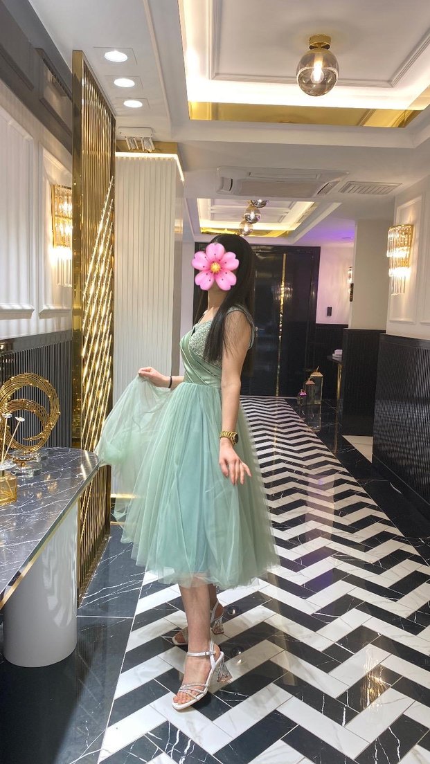 Kadın Straplez midi  Abiye Elbise - Görsel 4