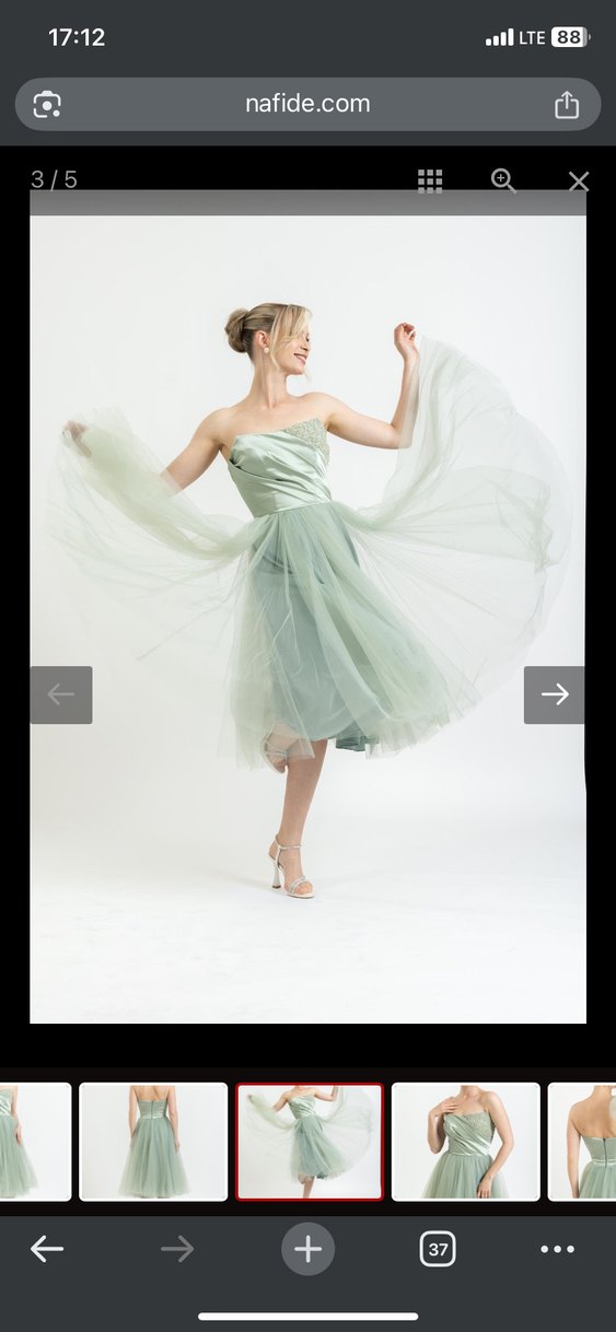 Kadın Straplez midi  Abiye Elbise - Görsel 3