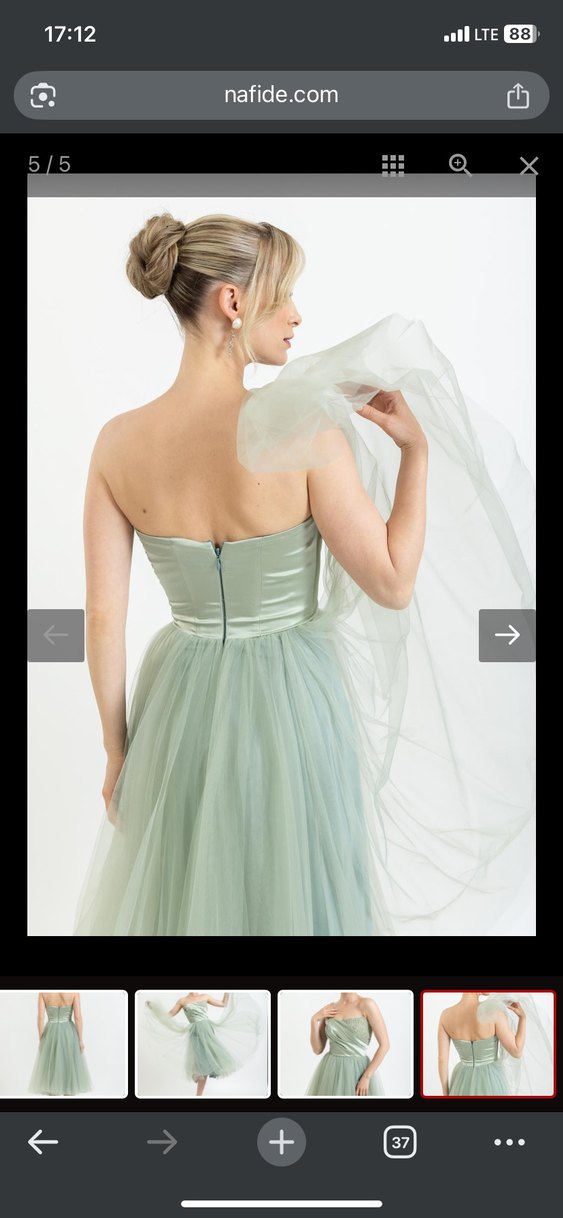 Kadın Straplez midi  Abiye Elbise - Görsel 2