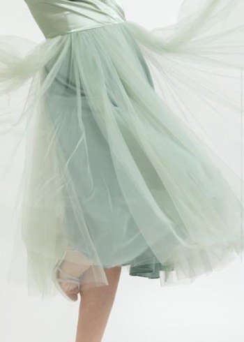 Yeşil Straplez Midi Abiye Elbise - Görsel 3