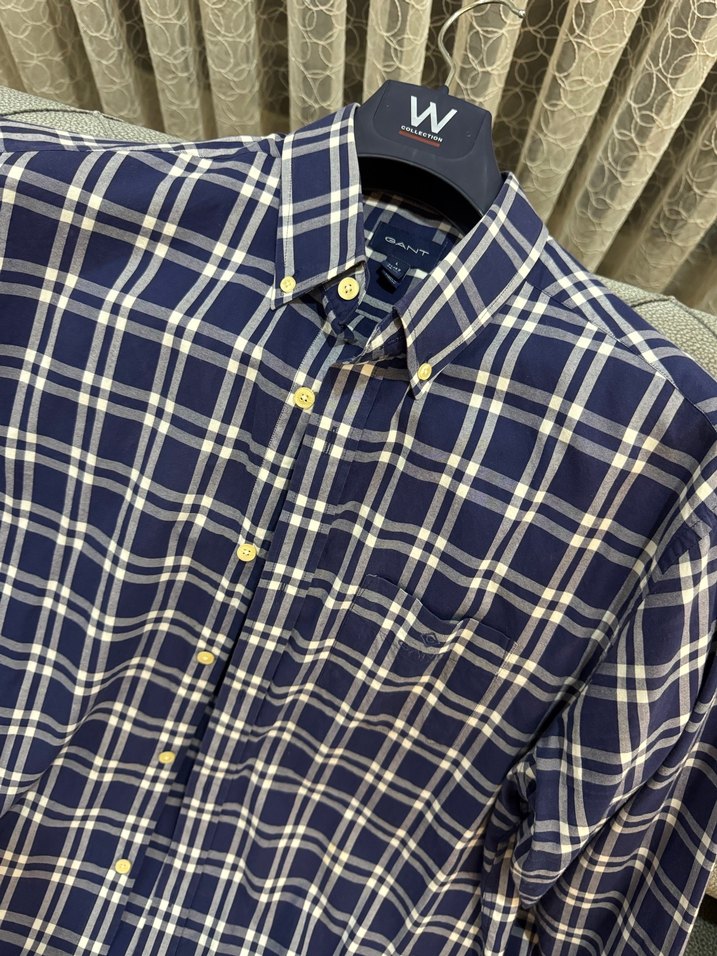 GANT Erkek lacivert Kareli Kısa Kollu Gömlek - Görsel 5