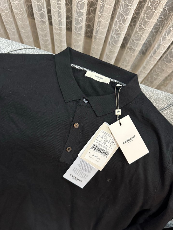 Erkek Siyah Uzun Kollu Polo Yaka Tişört - Görsel 4