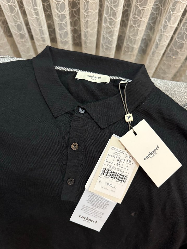 Erkek Siyah Uzun Kollu Polo Yaka Tişört - Görsel 2