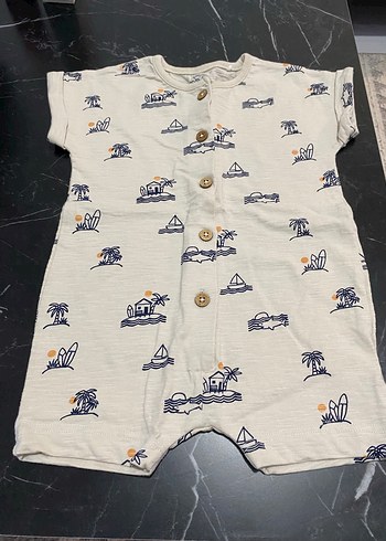 Düğmeli Baskılı Bebek Erkek Tulum