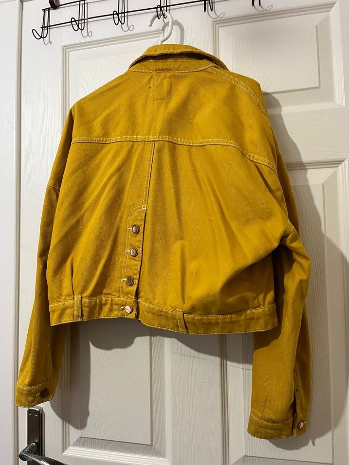 Sarı Deri Düğmeli Midi Kadın Ceket - Görsel 2