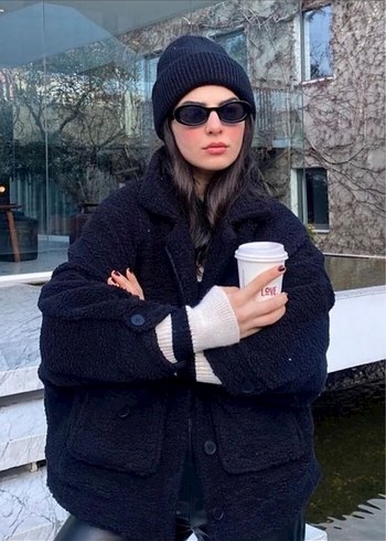 Siyah Kürklü Midi Kadın Ceket - Görsel 2