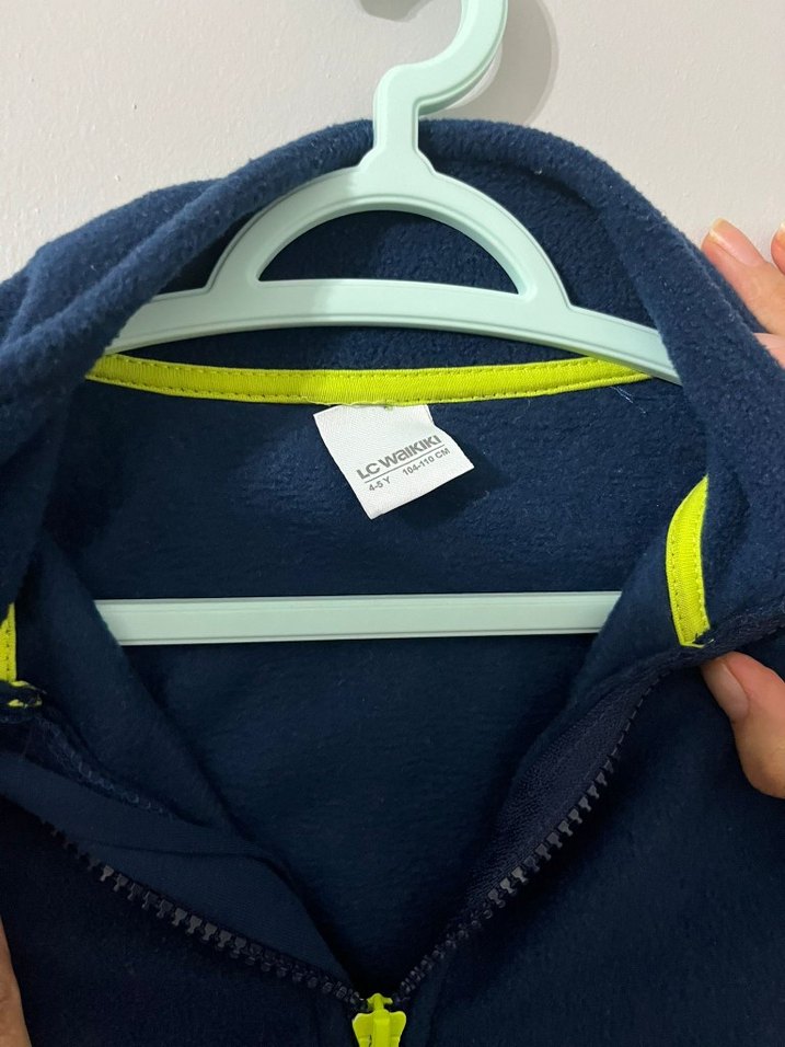 Erkek Çocuk Mavi Polar Fermuarlı Yelek - Görsel 2