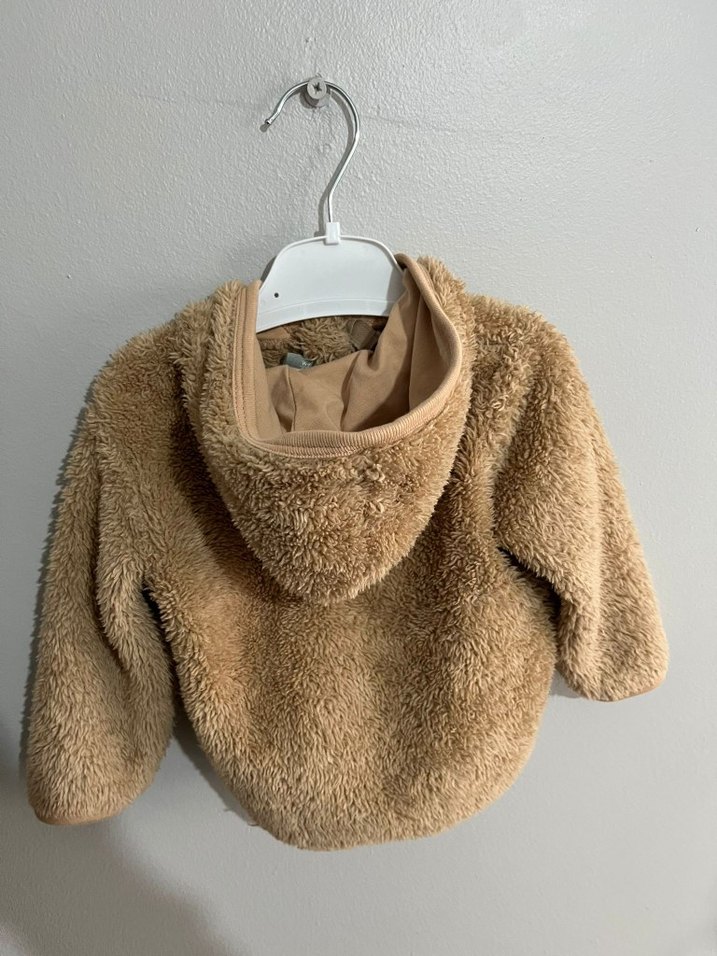 Kapüşonlu Kahverengi Erkek Çocuk Kürk Mont - Görsel 2