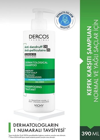 Vichy Dercos Kepek Karşıtı Şampuan 390 ml