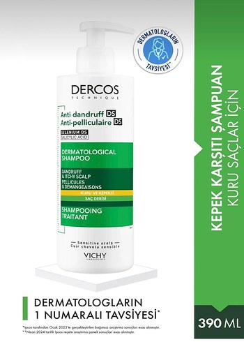 Vichy Dercos Kepek Karşıtı Şampuan 390 ml