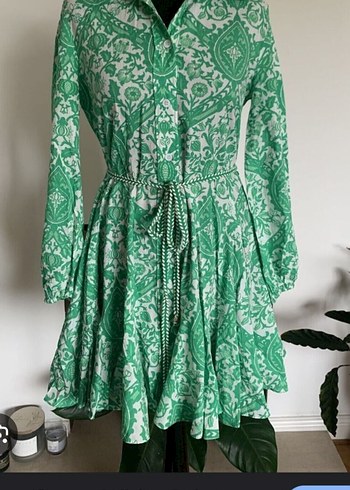 Zara Yeşil Bohem Mini Elbise