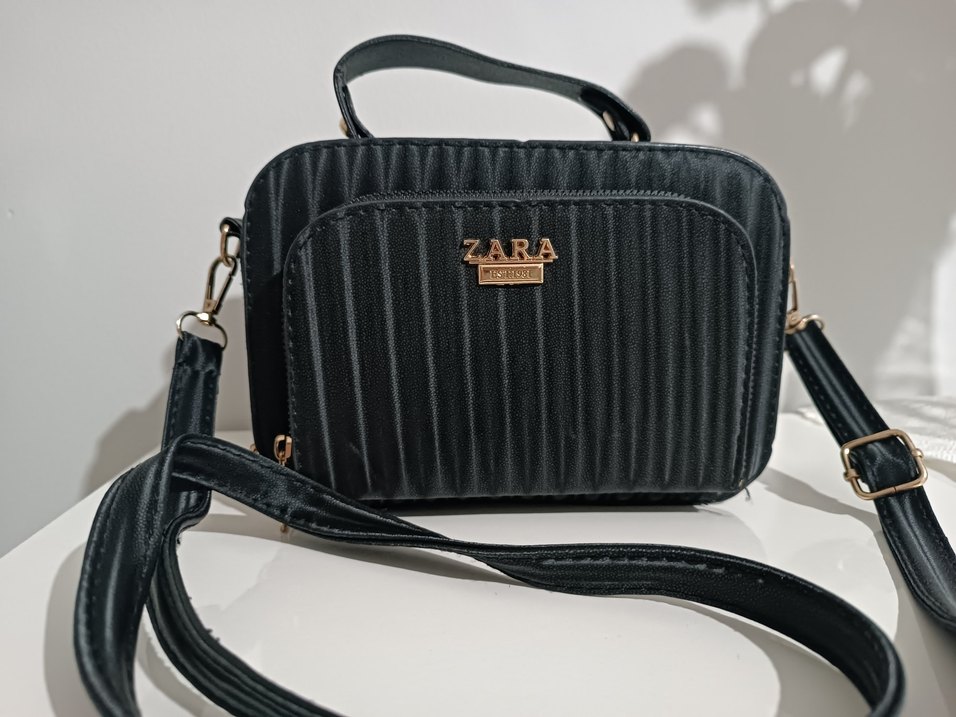 Zebra Desenli Siyah Deri Kadın Çanta - Görsel 2