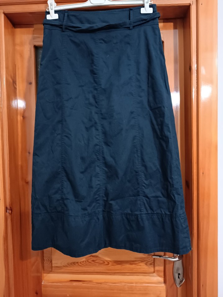 Düğmeli Lacivert Uzun Kadın Etek - Görsel 2