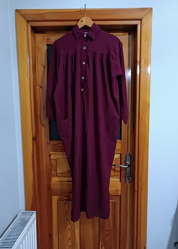 Bordo Uzun Kollu Düğmeli Hamile Tunik - Görsel 3