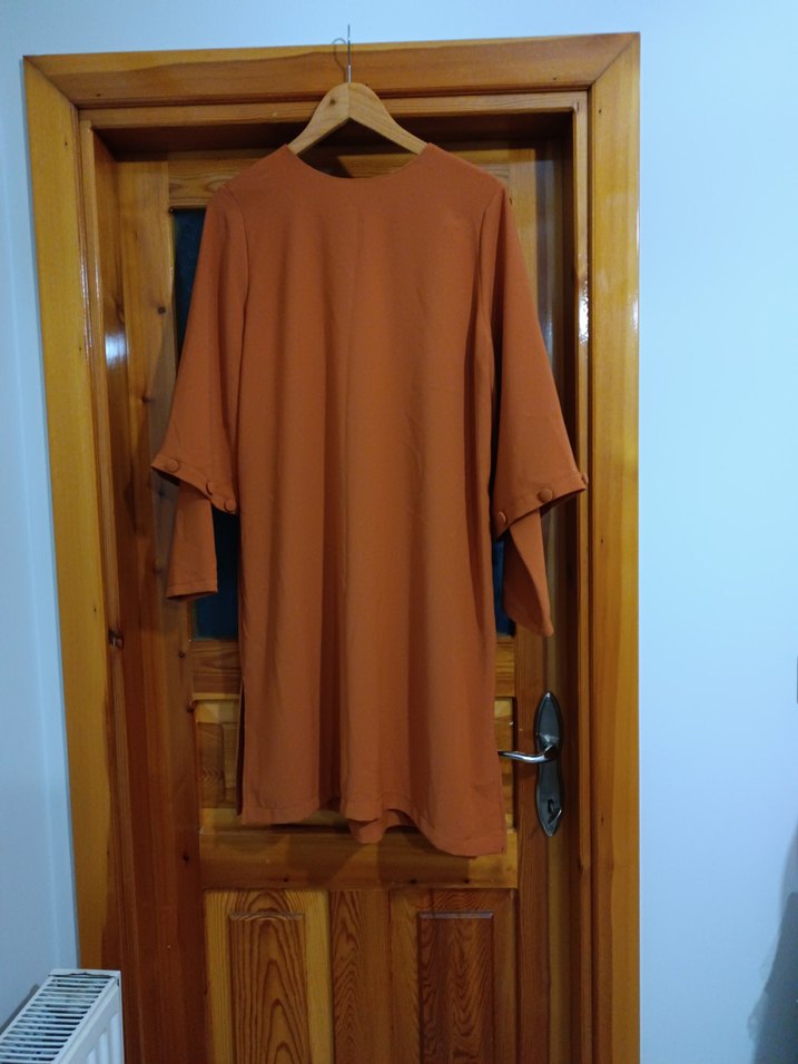 Düğmeli Hardal Uzun Kollu Kadın Tunik - Görsel 3