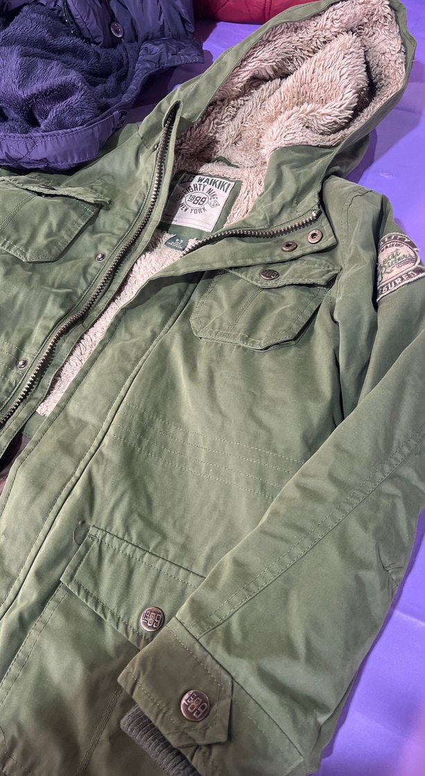 Düğmeli Yeşil Erkek Mont, Rahat Kesim, Midi Boy - Görsel 3