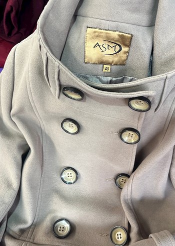 Bej Çift Düğmeli Kadın Kaban - Görsel 3