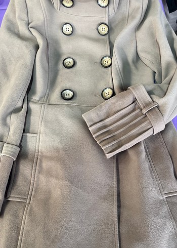 Bej Çift Düğmeli Kadın Kaban - Görsel 2