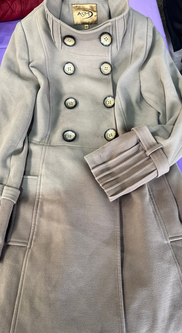 Bej Çift Düğmeli Kadın Kaban - Görsel 2