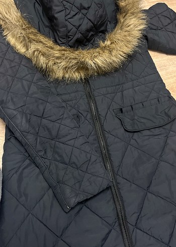 Kürk Detaylı Siyah Kadın Kışlık Uzun Mont - Görsel 3