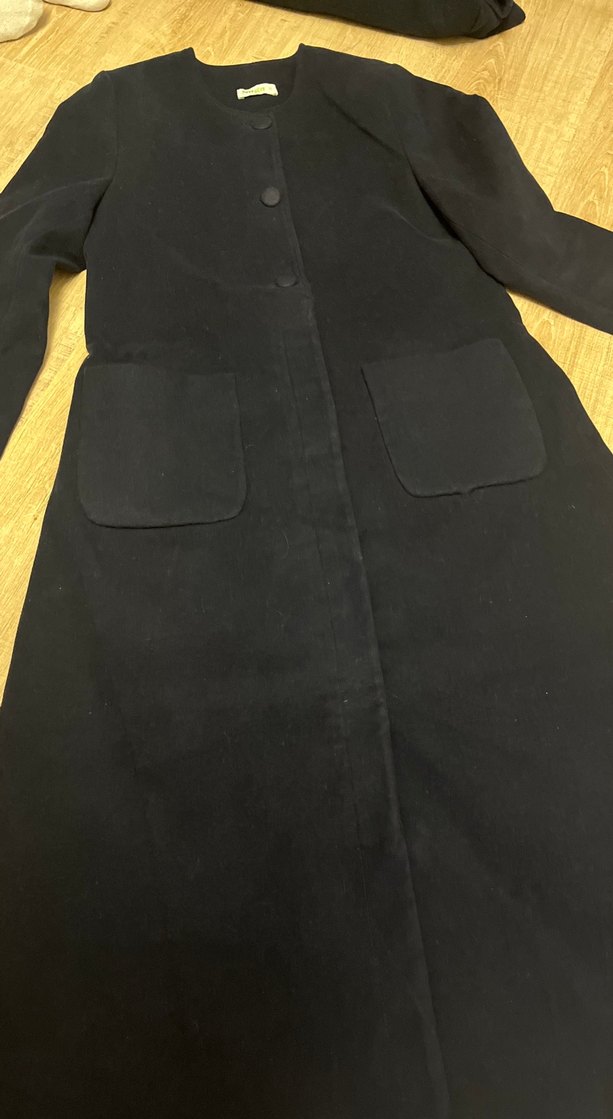 Lacivert Uzun Kadın Süet Kaban - Görsel 2