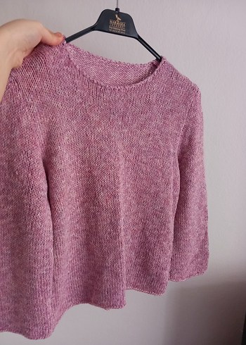 Pembe Örgü Kadın Kazak - Görsel 3