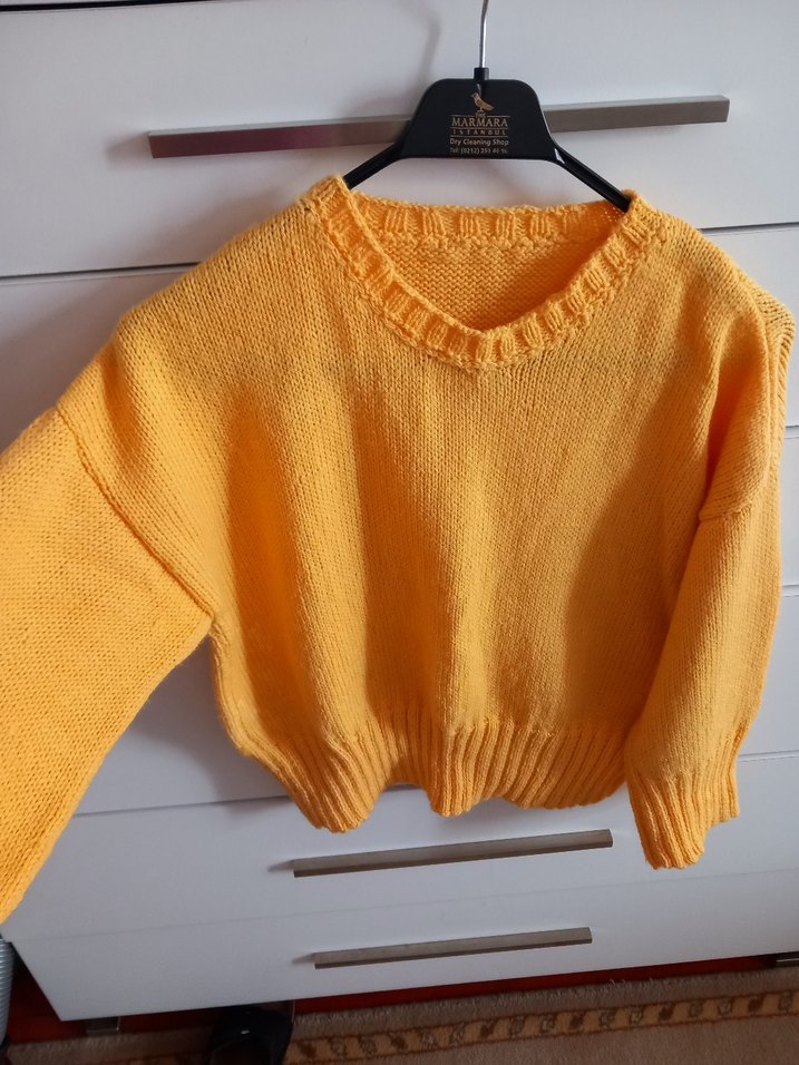 Sarı Triko Kadın Kazak - Görsel 2