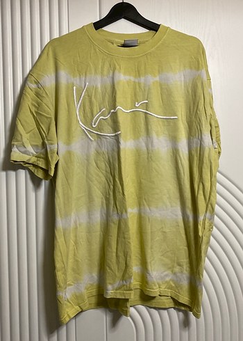 xl Beden sarı Renk Sarı Tie-Dye Keten Oversize Tişört