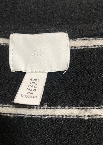 Siyah Beyaz Çizgili Örgü Kadın Kazak - Görsel 3