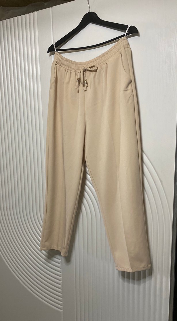 Bej Salaş Kadın Kumaş Pantolon - Görsel 2