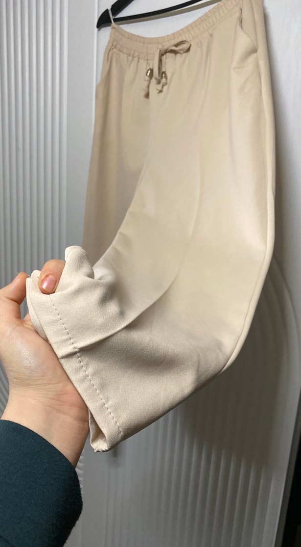 Bej Salaş Kadın Kumaş Pantolon - Görsel 3