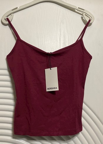 Bershka Bordo V Yaka Kadın Atlet - Görsel 2