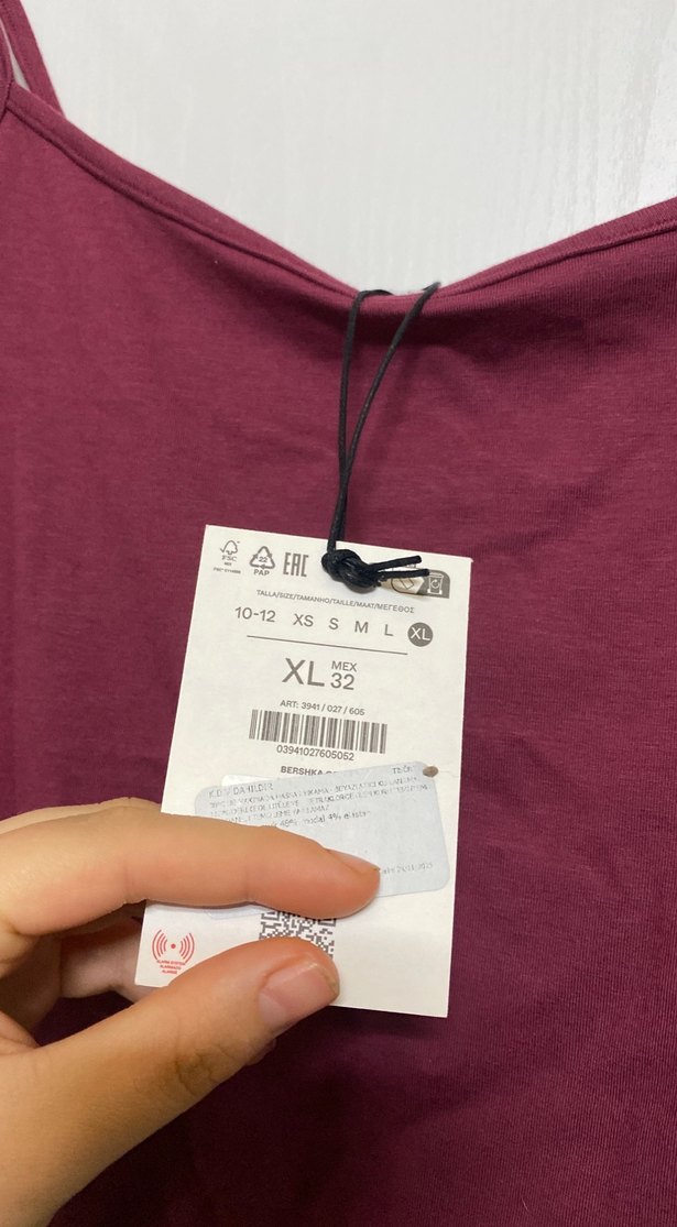 Bershka Bordo V Yaka Kadın Atlet - Görsel 3