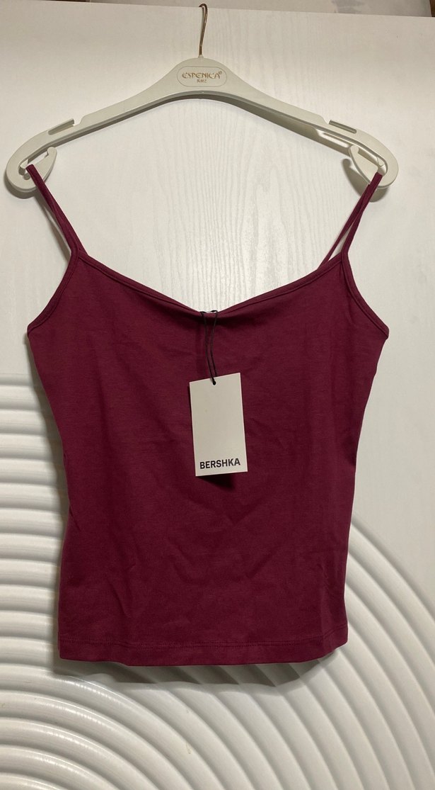 Bershka Bordo V Yaka Kadın Atlet - Görsel 2