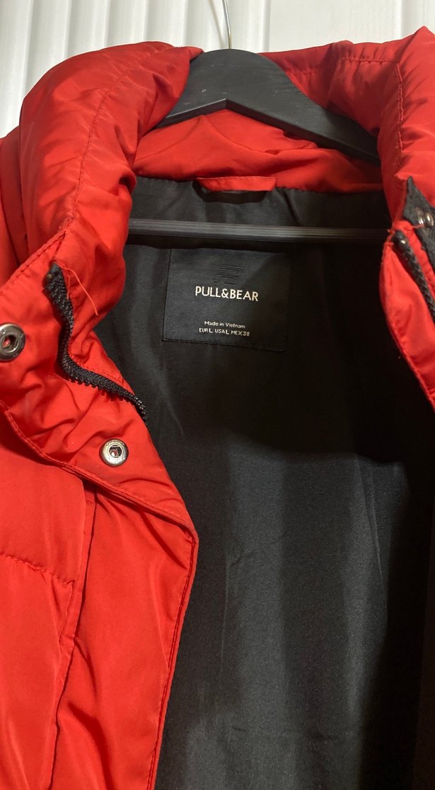 Kırmızı Kadın Düğmeli Kış Montu - Görsel 3