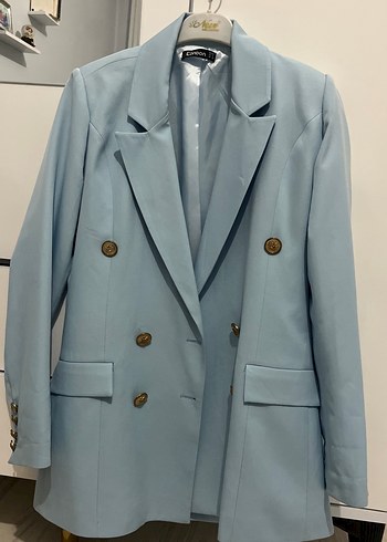 Düğmeli Mavi Kadın Blazer Ceket