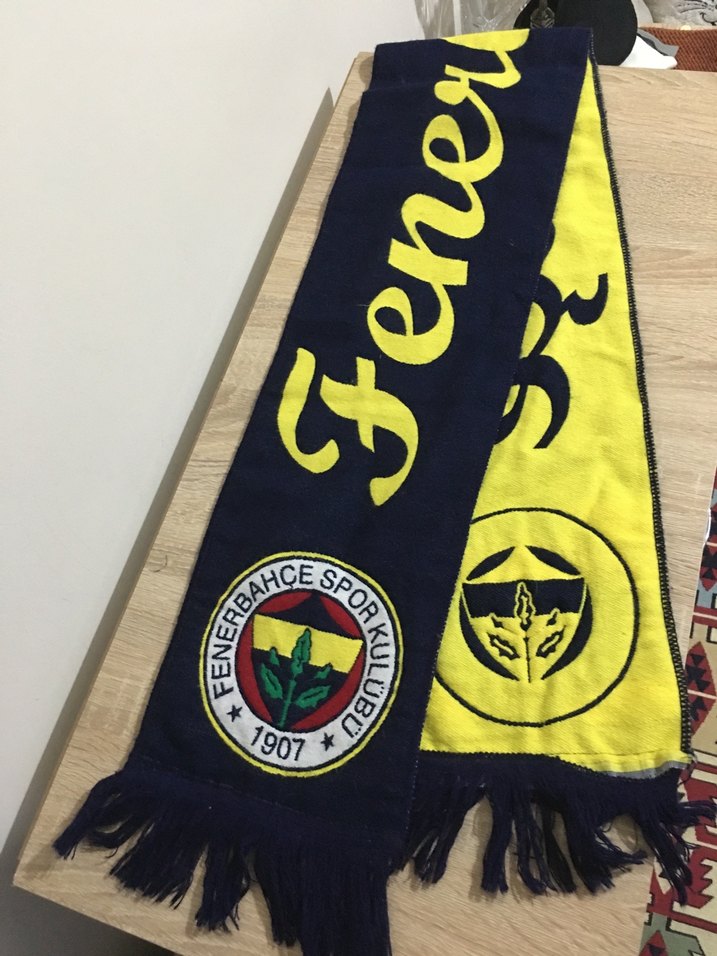 Fenerbahçe Nakışlı Sarı Lacivert Erkek Atkı - Görsel 2